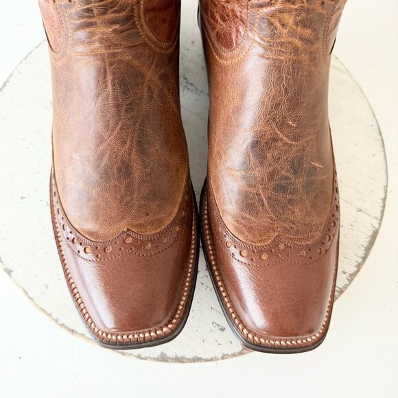 Rod Patrick Mens Cowboy Boots 10.5B Brown Calf Western Leather Soles Blunt Toe - Picture 8 of 14
